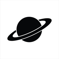 Planet with Rings Icon – Vector Silhouette of Saturn Style Celestial Body © Journey