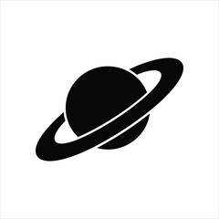 Planet with Rings Icon – Vector Silhouette of Saturn Style Celestial Body © Journey