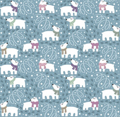 Polar Bear Kids Winter  Seamless Pattern