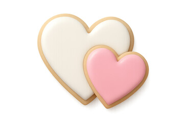 Obraz premium Two heart cookies with pink and white icing