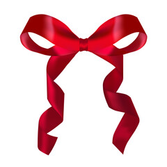 red ribbon bow without background