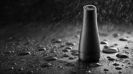 Sleek black device on wet surface