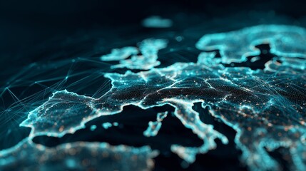 Dynamic Digital Representation of Europe Enhanced by Illuminated Network Connectivity and Geographical Features