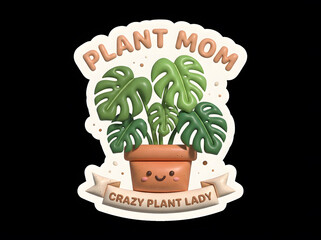 Monstera Leaf "Plant Mom" 3D Sticker