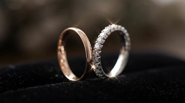A breathtaking arrangement of exquisite diamond and gold bands, capturing the essence of eternal devotion and sophisticated elegance for a truly luxury wedding