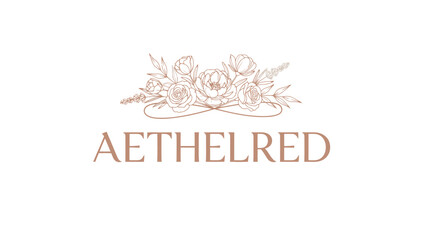 Aethelred Logo with Elegant Floral Design and Typography.