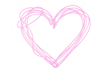 Pink scribble heart outline doodle transparent