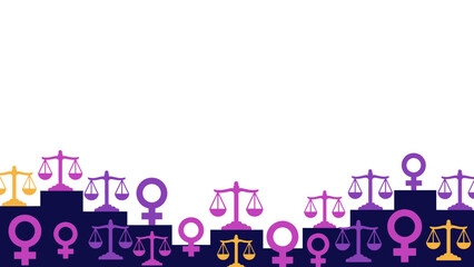 Women's Day Equality Symbols Ascending Steps Border Frame Vector
