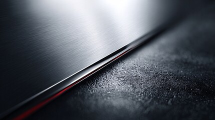 High tech metallic surface illuminated by glowing red light streaks futuristic and sci fi wallpaper background