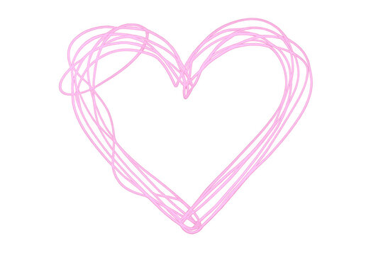 Pink scribble heart outline doodle transparent