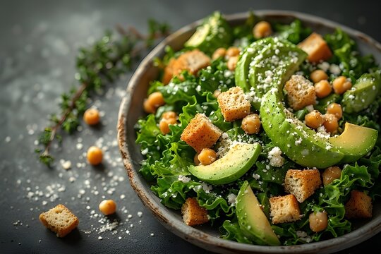avocado and kale salad with chickpeas in it