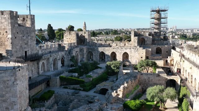 Aerial view of Tower of David Citadel

Aerial view of the Tower of David Citadel in the Old City of Jerusalem, Israel, November 2025
