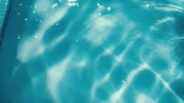 A shallow pool of blue water with bubbles rising from the bottom.
