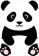 Adorable baby panda bear cartoon character sitting illustration.