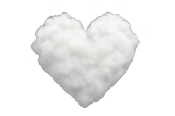 White fluffy cloud forming heart shape for love