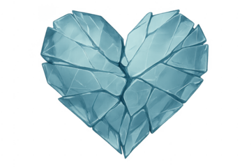 Broken ice heart symbolizing heartbreak and lost love