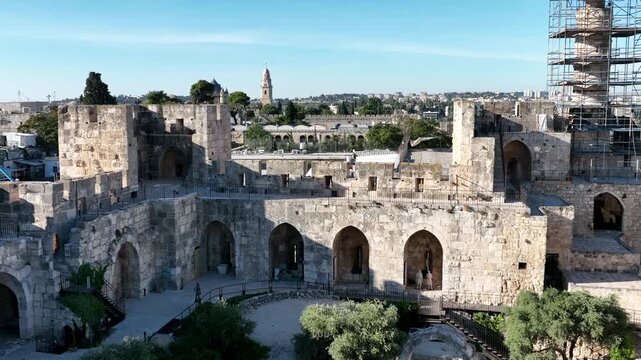 Aerial view of Tower of David Citadel

Aerial view of the Tower of David Citadel in the Old City of Jerusalem, Israel, November 2025
