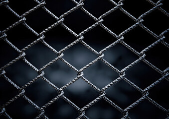Fototapeta premium Close-up view of metallic wire fence
