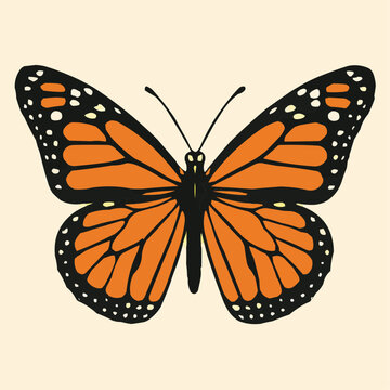 Monarch Butterfly Flat Vector Illustration