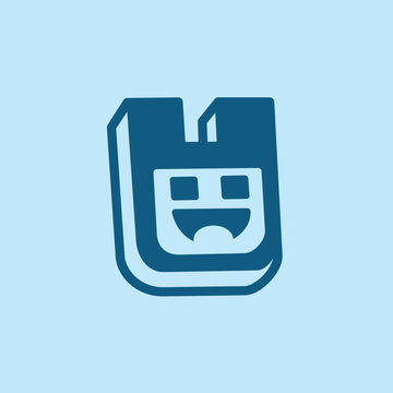 cartoon robot head with a happy smile logo
