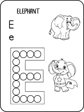 Elephant abc animals dot markers activity Pages