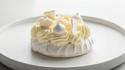 Delicious Meringue Cake with Cream and Toppings Perfect for Celebrations and Special Occasions