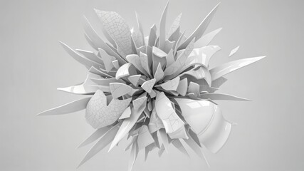 Abstract White Floral Design with Sharp Edges and Textures for Modern Home Decor