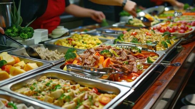 A table filled with an assortment of dishes ready for serving.