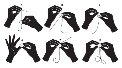 Obraz premium Hands demonstrating knot tying in a clear instructional black and white vector diagram for practical skill learning.