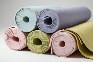 Pastel Yoga Mat Cluster: Asymmetrical, Cropped, Negative Space
