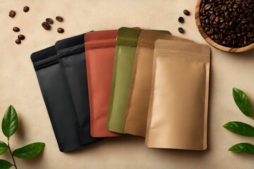Assortment of Coffee Bean Packages: Minimalist Elegance