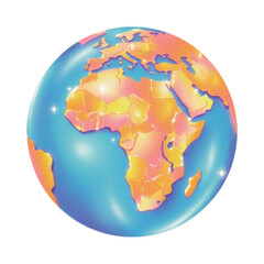 Fototapeta premium A vibrant illustration of the Earth from space highlighting Africa and Europe with bright colors and subtle glow effects