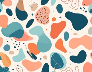 Playful Organic Blob Shapes Seamless Pattern Modern Abstract Design Background Artwork