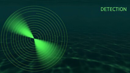 Underwater Sonar Detection System Scanning Deep Ocean Environment.
