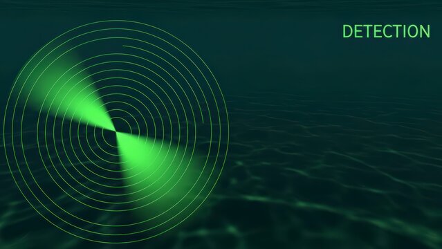 Underwater Sonar Detection System Scanning Deep Ocean Environment. - Powered by Adobe