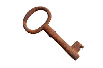 Rusty antique skeleton key unlocking old secrets