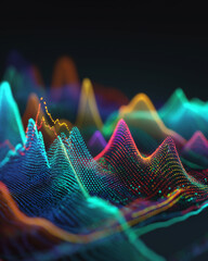 abstract data wave visualization, digital signal flow background, colorful analytics waveform
