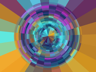 A colorful circle with a blue center