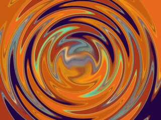 A colorful swirl of orange, green, and purple