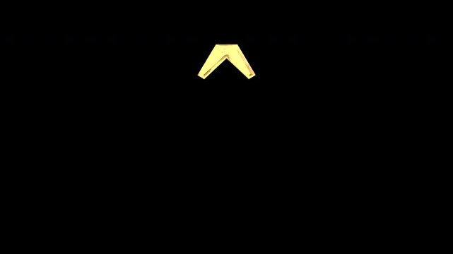 Gold circumflex accent, light reflecting and patterns shifting, alpha channel