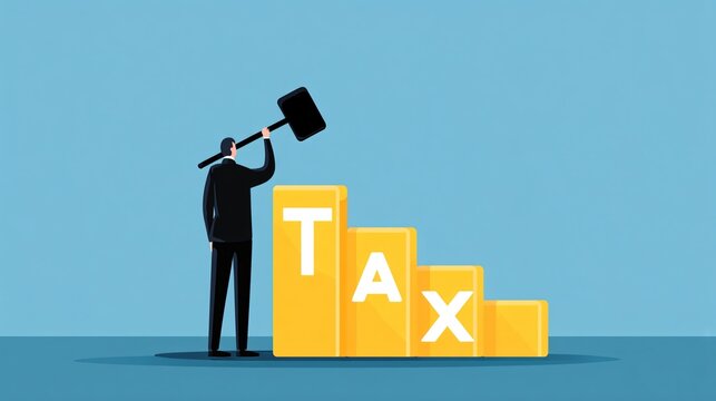 economic news illustration, tax increase impact on daily goods prices, modern minimal finance concept