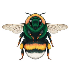 Detailed illustration of a vibrant bumblebee with intricate patterns and textures showcasing its beauty.