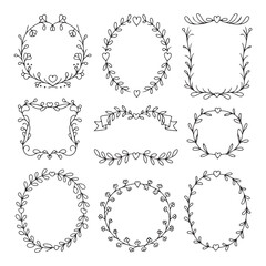 Obraz premium Hand-Drawn Whimsical Romantic Frames & Borders Collection