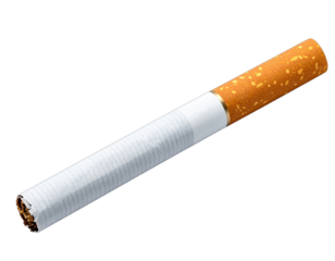 A single cigarette, lit and ready to be smoked, isolated against a black backdrop