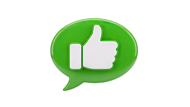 Thumbs Up in Green Speech Bubble on White Background