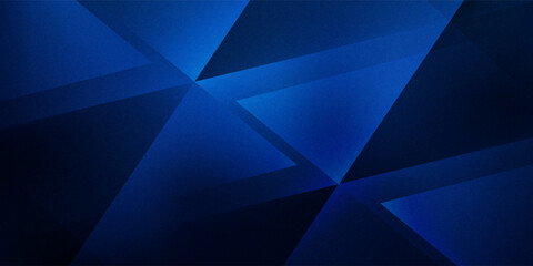 Black dark navy blue silver abstract pattern background. Geometric shape. Line triangle angle fold polygon diamond 3D. Color gradient ombre. Rough grain noise. Light shadow. Matte shimmer. Minimum.