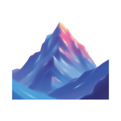 A majestic mountain peak glowing with sunrise hues stands tall amidst serene landscape