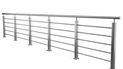 Modern metal balustrade with horizontal rails
