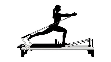 Woman performing exercise on pilates reformer