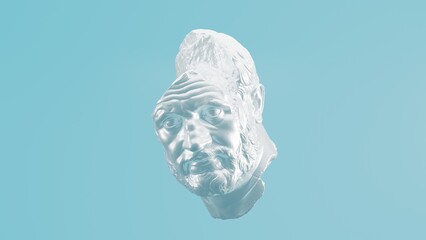 Silver Chrome [Fragmented Head / Muscle Figure] on [White / Blue] Background - Modern Art 3D Render